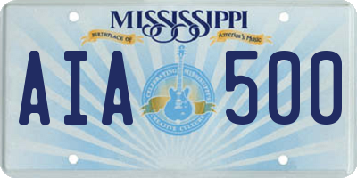 MS license plate AIA500