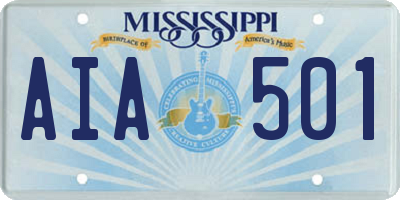 MS license plate AIA501