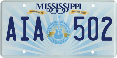 MS license plate AIA502