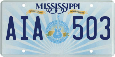 MS license plate AIA503