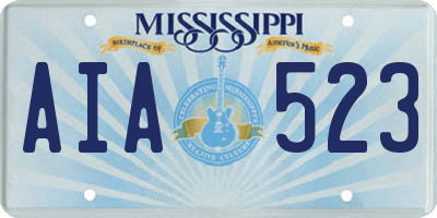 MS license plate AIA523