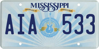 MS license plate AIA533