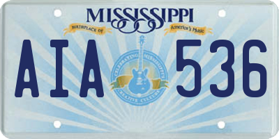 MS license plate AIA536