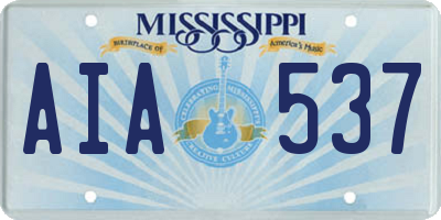 MS license plate AIA537