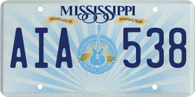 MS license plate AIA538