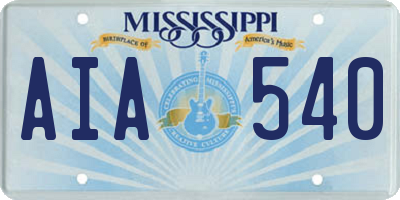 MS license plate AIA540