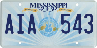 MS license plate AIA543