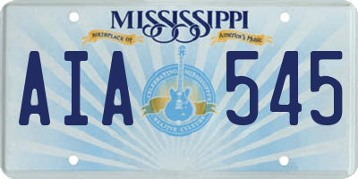 MS license plate AIA545