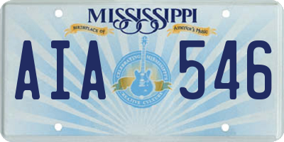 MS license plate AIA546