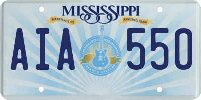 MS license plate AIA550