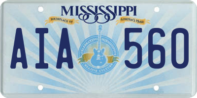 MS license plate AIA560
