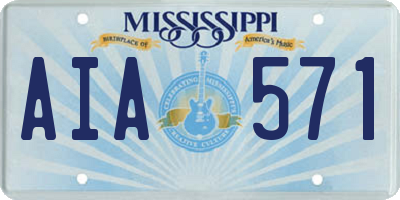 MS license plate AIA571