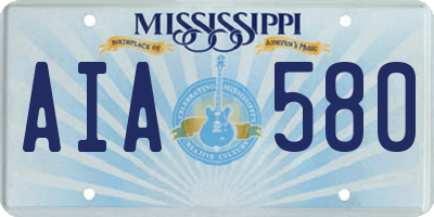MS license plate AIA580