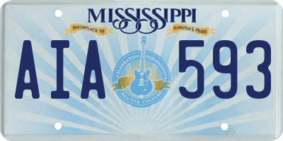 MS license plate AIA593