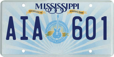 MS license plate AIA601