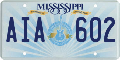 MS license plate AIA602