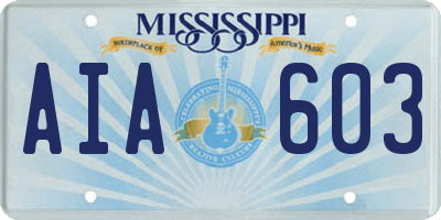 MS license plate AIA603