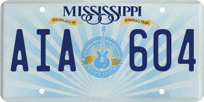 MS license plate AIA604