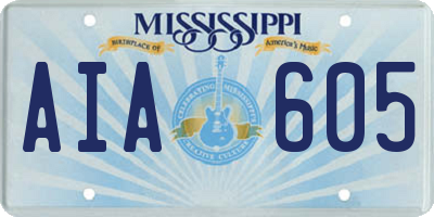MS license plate AIA605