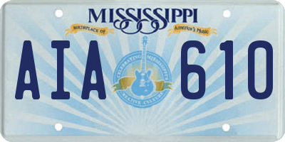 MS license plate AIA610
