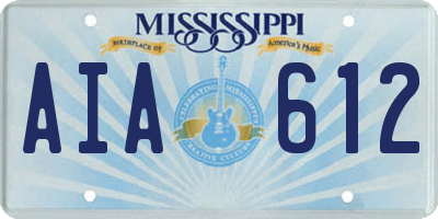 MS license plate AIA612
