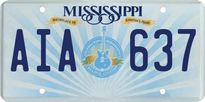 MS license plate AIA637