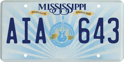 MS license plate AIA643