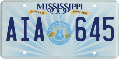 MS license plate AIA645