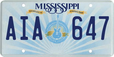 MS license plate AIA647