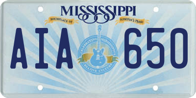 MS license plate AIA650