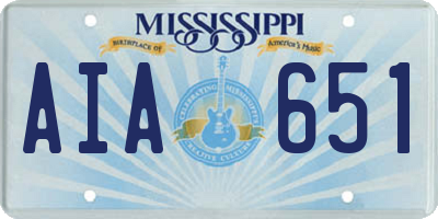 MS license plate AIA651