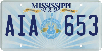 MS license plate AIA653