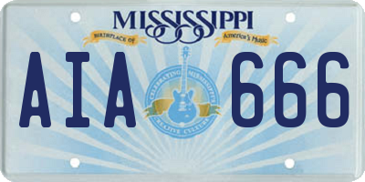 MS license plate AIA666