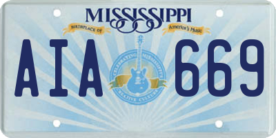 MS license plate AIA669