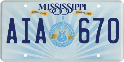 MS license plate AIA670