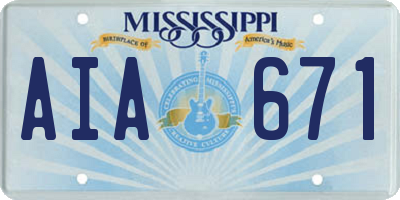 MS license plate AIA671