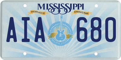 MS license plate AIA680