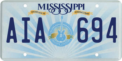 MS license plate AIA694
