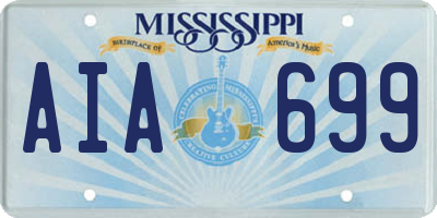 MS license plate AIA699
