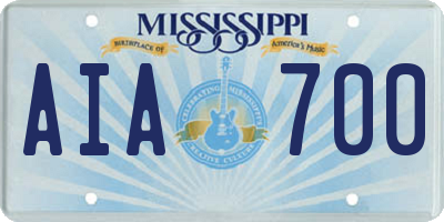 MS license plate AIA700