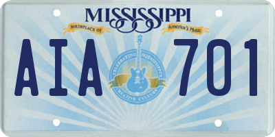 MS license plate AIA701