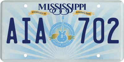 MS license plate AIA702