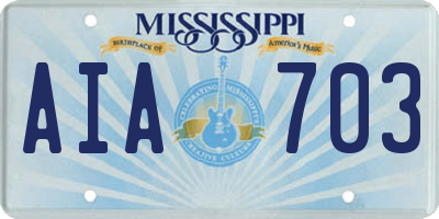 MS license plate AIA703