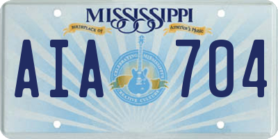 MS license plate AIA704