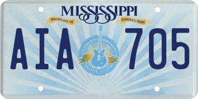 MS license plate AIA705