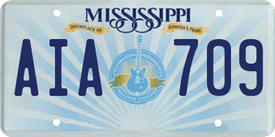 MS license plate AIA709