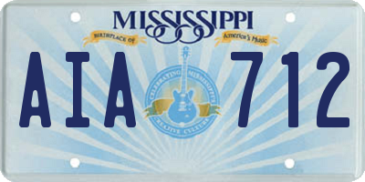 MS license plate AIA712