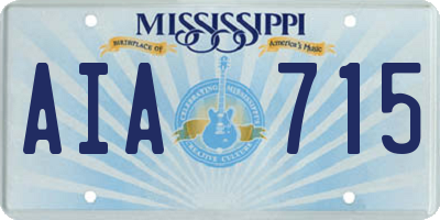 MS license plate AIA715