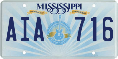 MS license plate AIA716