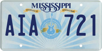 MS license plate AIA721